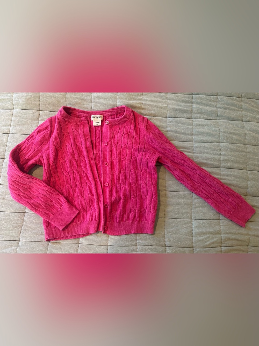 Crewcuts Girls' Hot Pink Cable Knit Cardigan